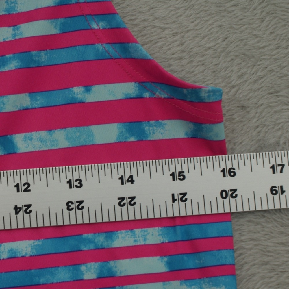 Slazenger Golf Womens XL Sleeveless Polo Shirt Pink Blue Striped Quarter Zip Top - Picture 6 of 8